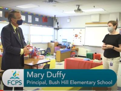 Dr. Brabrand and Mrs. Mary Duffy Principal of Bush Hill ES